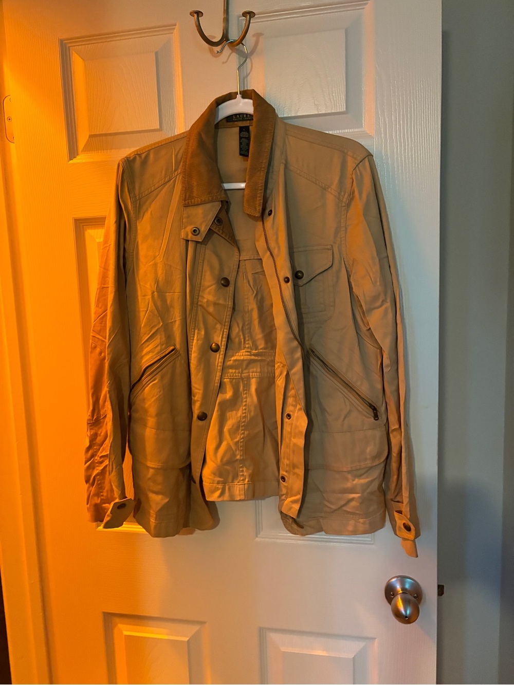 Ralph Lauren Khaki Field Jacket with Corduroy Collar